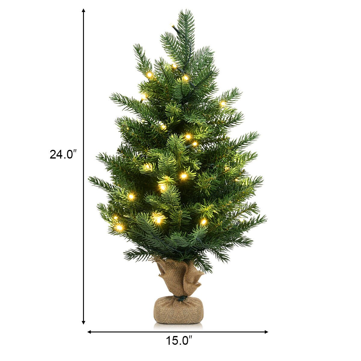 24 Inch Tabletop Fir Artificial Christmas Tree with LED Lights view 4