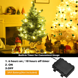 24 Inch Tabletop Fir Artificial Christmas Tree with LED Lights view 9
