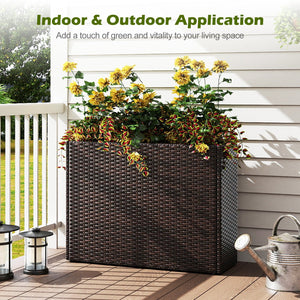 24 Inch Tall Raised Garden Bed All-Weather PE Rattan Wicker Flowerpot with Liner view 6
