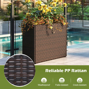 24 Inch Tall Raised Garden Bed All-Weather PE Rattan Wicker Flowerpot with Liner view 7