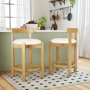 24 Inch Teddy Velvet Upholstered Counter Height Bar Stools with Backrests and Footrests-Set of 2 view 3