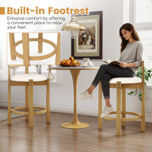 24 Inch Teddy Velvet Upholstered Counter Height Bar Stools with Backrests and Footrests-Set of 2 view 8