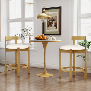 24 Inch Teddy Velvet Upholstered Counter Height Bar Stools with Backrests and Footrests-Set of 4 view 3