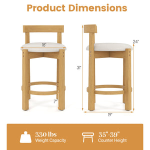 24 Inch Teddy Velvet Upholstered Counter Height Bar Stools with Backrests and Footrests-Set of 4 view 4