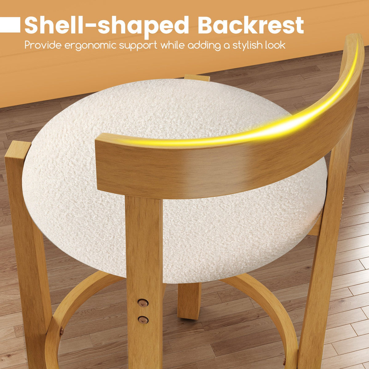 24 Inch Teddy Velvet Upholstered Counter Height Bar Stools with Backrests and Footrests-Set of 4 view 6
