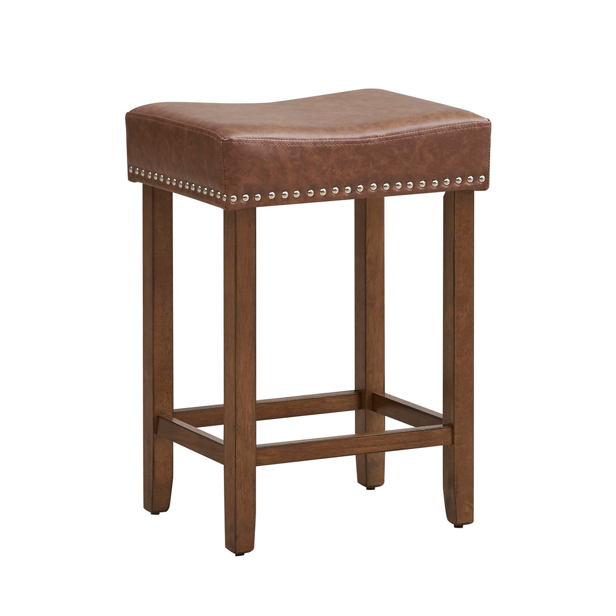 24 Inch Upholstered PU Leather Bar Stools Set of 2-Brown view 4