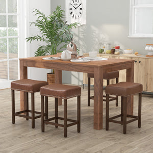 24 Inch Upholstered PU Leather Bar Stools Set of 2-Brown view 6