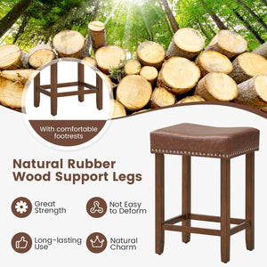 24 Inch Upholstered PU Leather Bar Stools Set of 2-Brown view 9