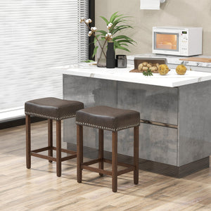 24 Inch Upholstered PU Leather Bar Stools Set of 2-Gray view 2
