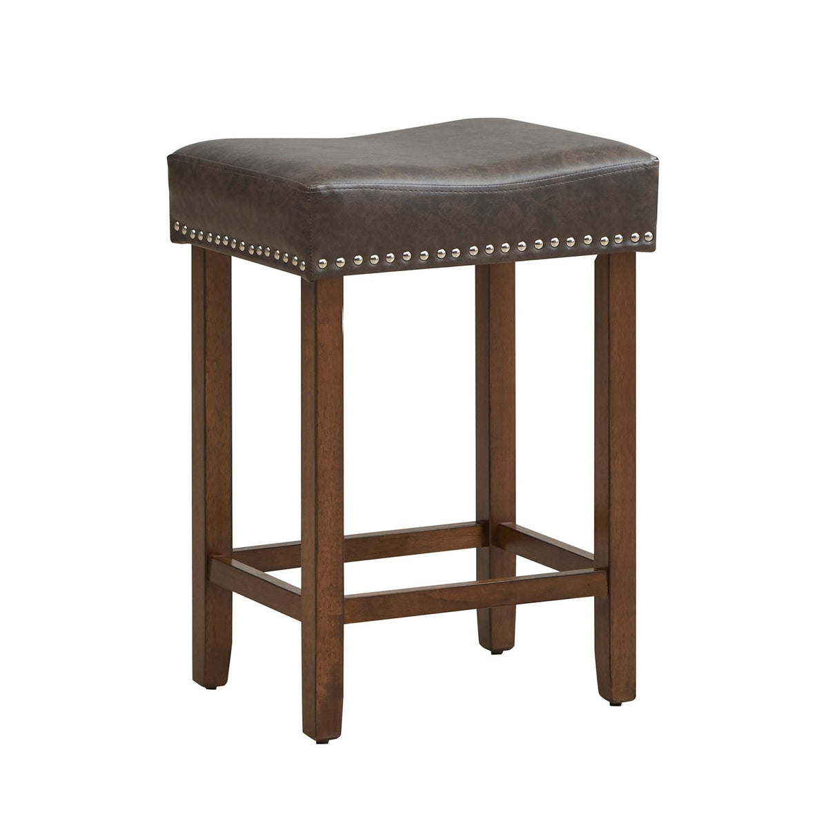24 Inch Upholstered PU Leather Bar Stools Set of 2-Gray view 4