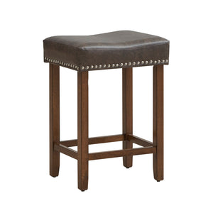 24 Inch Upholstered PU Leather Bar Stools Set of 2-Gray view 4