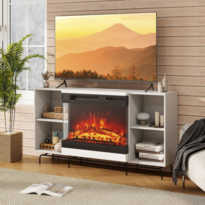 24 Inches 3-Sided Glass Electric Fireplace Heater with Remote Control view 3