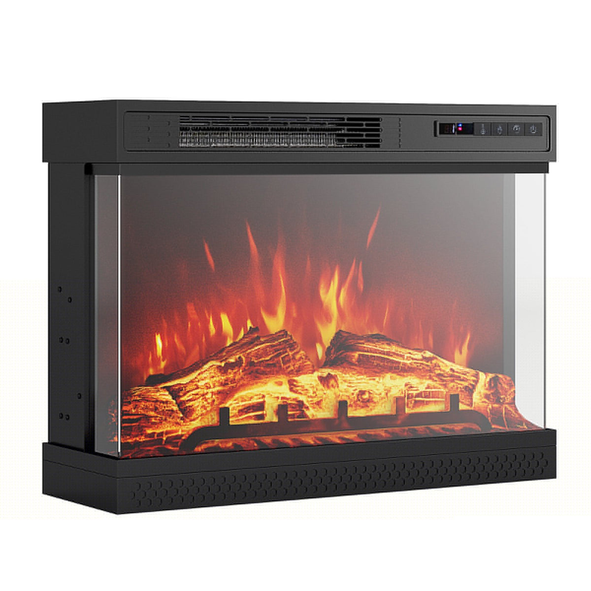 24 Inches 3-Sided Glass Electric Fireplace Heater with Remote Control view 4