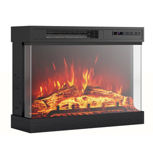 24 Inches 3-Sided Glass Electric Fireplace Heater with Remote Control view 4