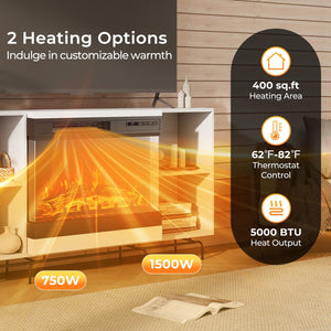 24 Inches 3-Sided Glass Electric Fireplace Heater with Remote Control view 7