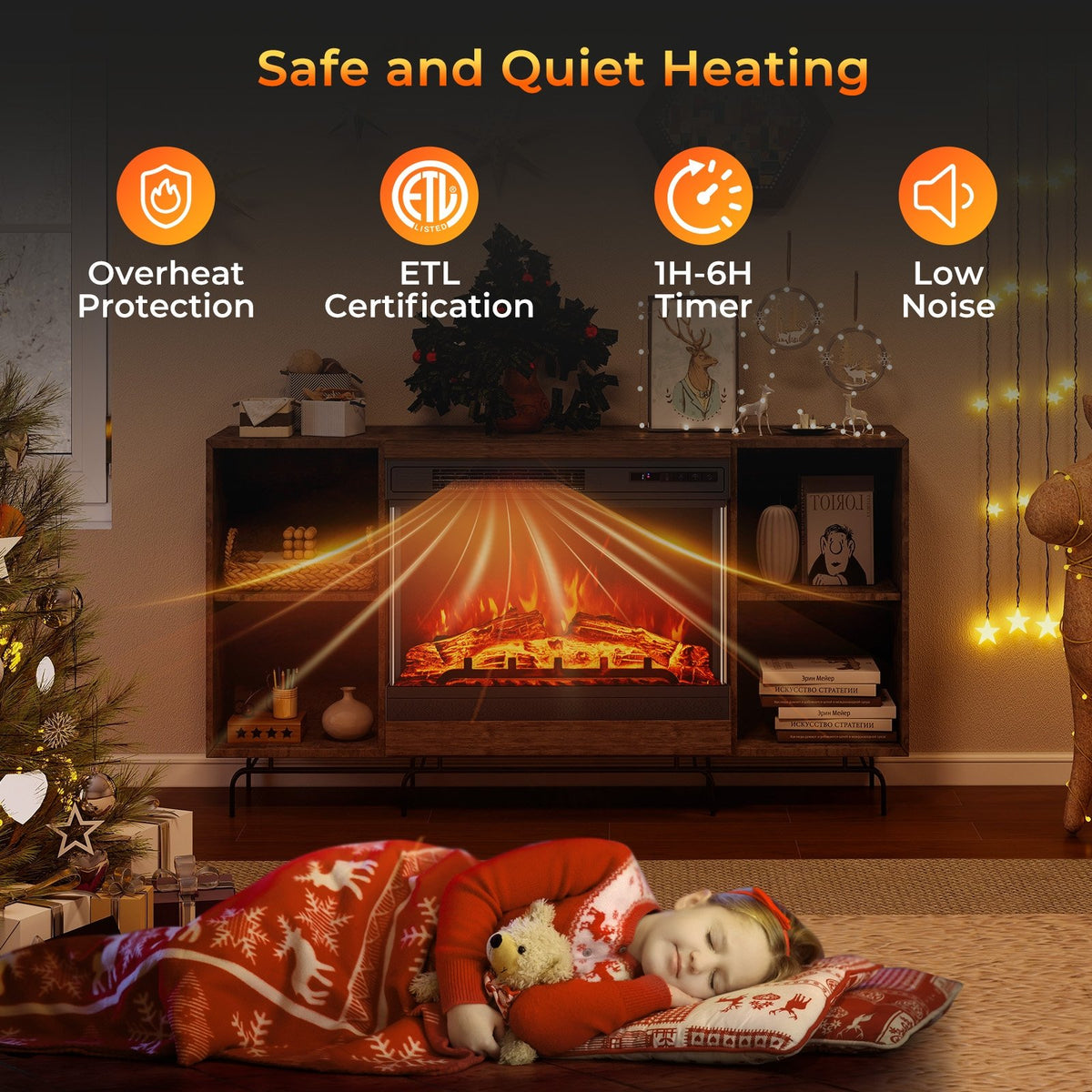 24 Inches 3-Sided Glass Electric Fireplace Heater with Remote Control view 9