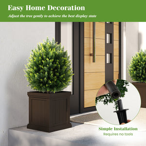 24 Inches Artificial Cypress Topiary Ball Tree Set with Ground Spike-Green view 6