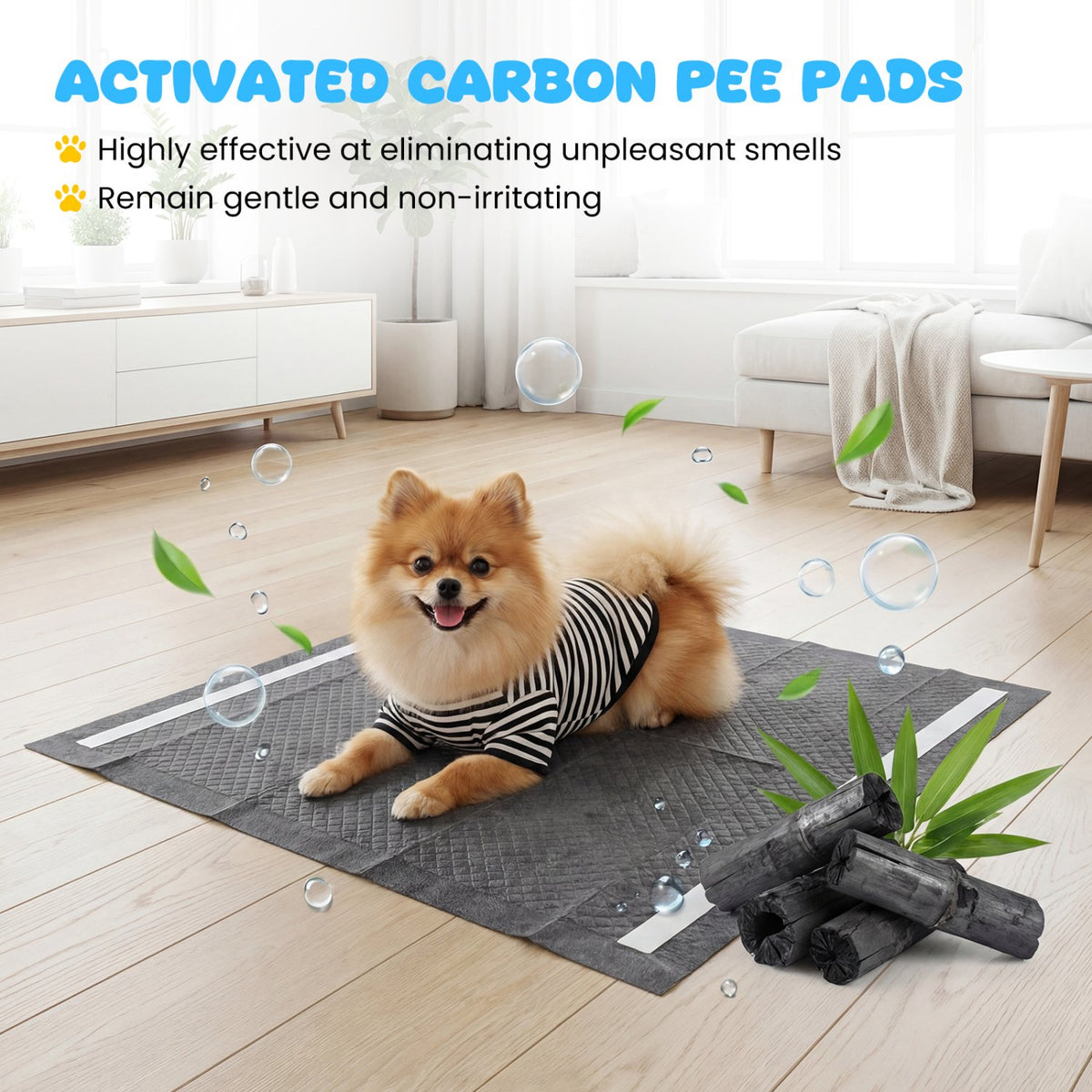 24 inches x 24 inches Charcoal Dog Pee Pads 6-Layer for Dogs-Black view 6