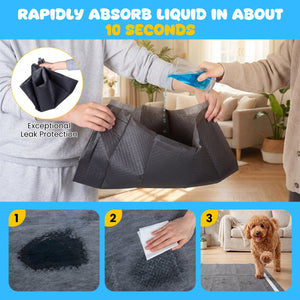 24 inches x 24 inches Charcoal Dog Pee Pads 6-Layer for Dogs-Black view 7