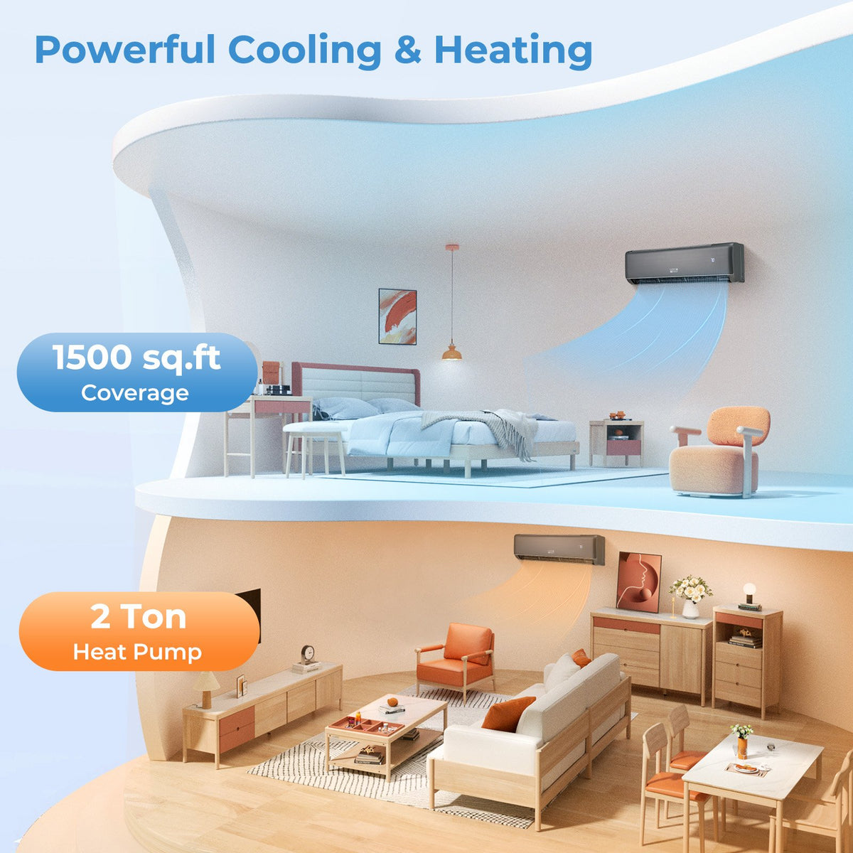 GreyVolt Series Energy Star Certified 24000 BTU 21 SEER2 208-230V Mini Split Air Conditioner and Heater Gray Wifi Enabled view 4