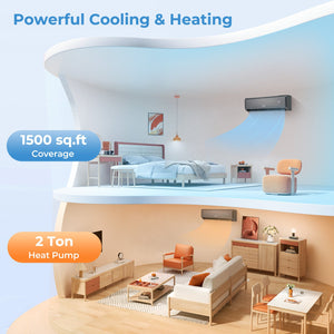 GreyVolt Series Energy Star Certified 24000 BTU 21 SEER2 208-230V Mini Split Air Conditioner and Heater Gray Wifi Enabled view 4