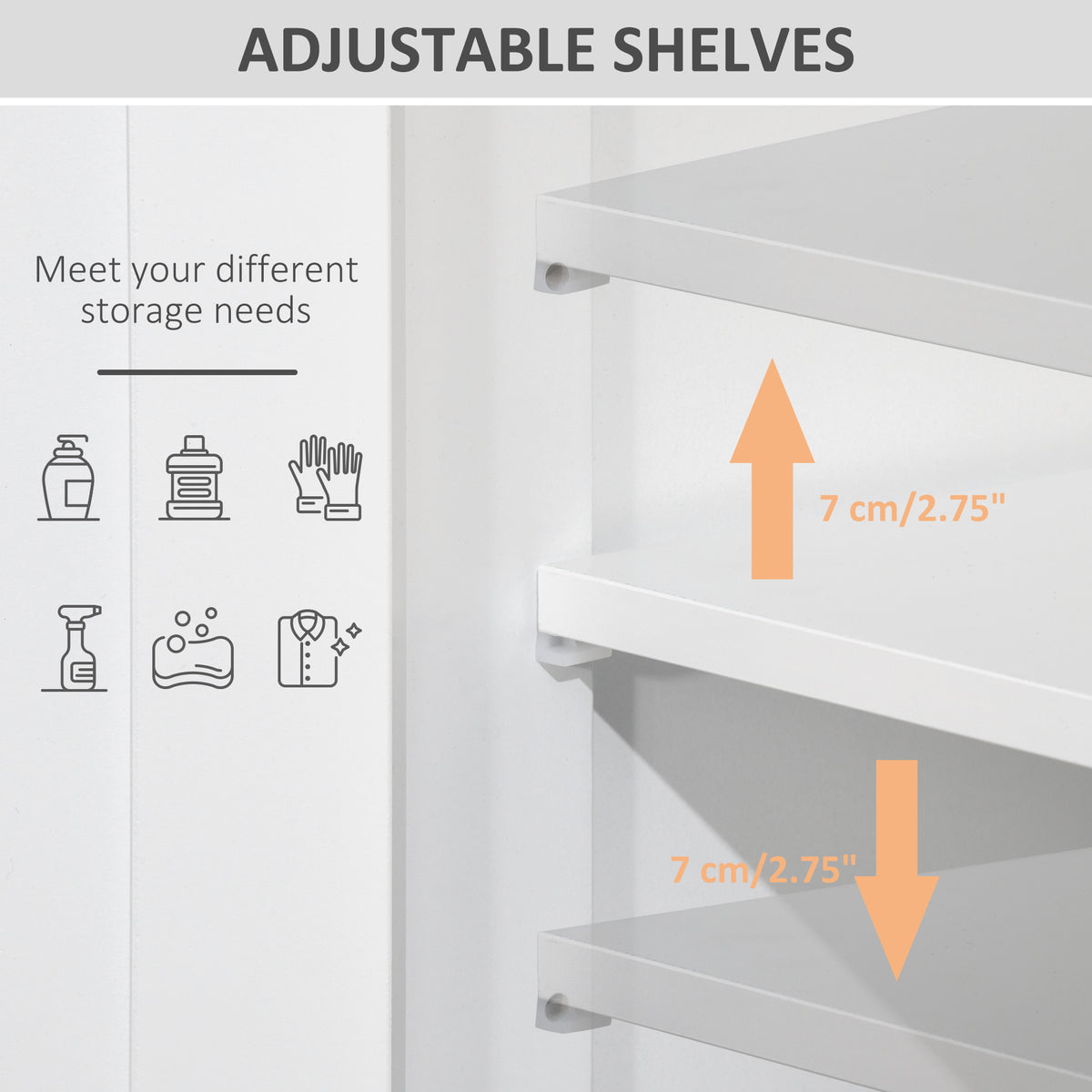 Freestanding Bathroom Cabinet with Adjustable Shelf and Drawers, Small Cabinet for Bathroom, Living Room, White
