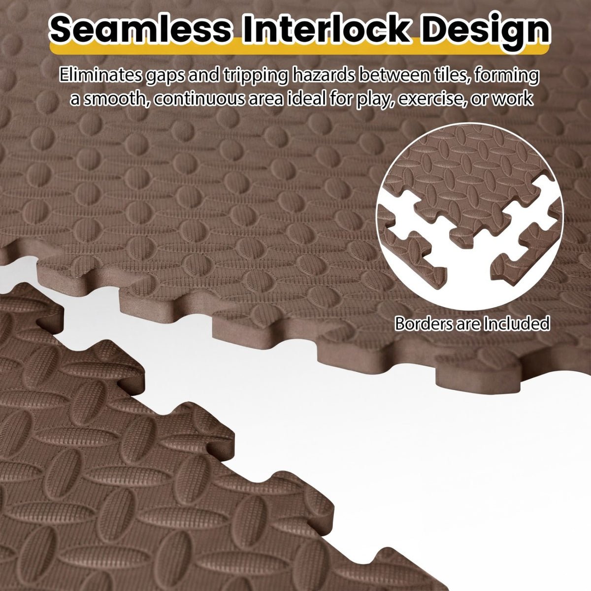 24Tiles 1/2 inches Puzzle Exercise Floor Mats-Brown view 6