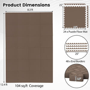24Tiles 1/2 inches Puzzle Exercise Floor Mats-Brown view 5