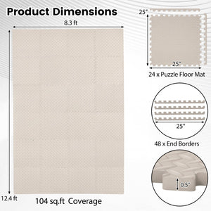 24Tiles 1/2 inches Puzzle Exercise Floor Mats-Beige view 4