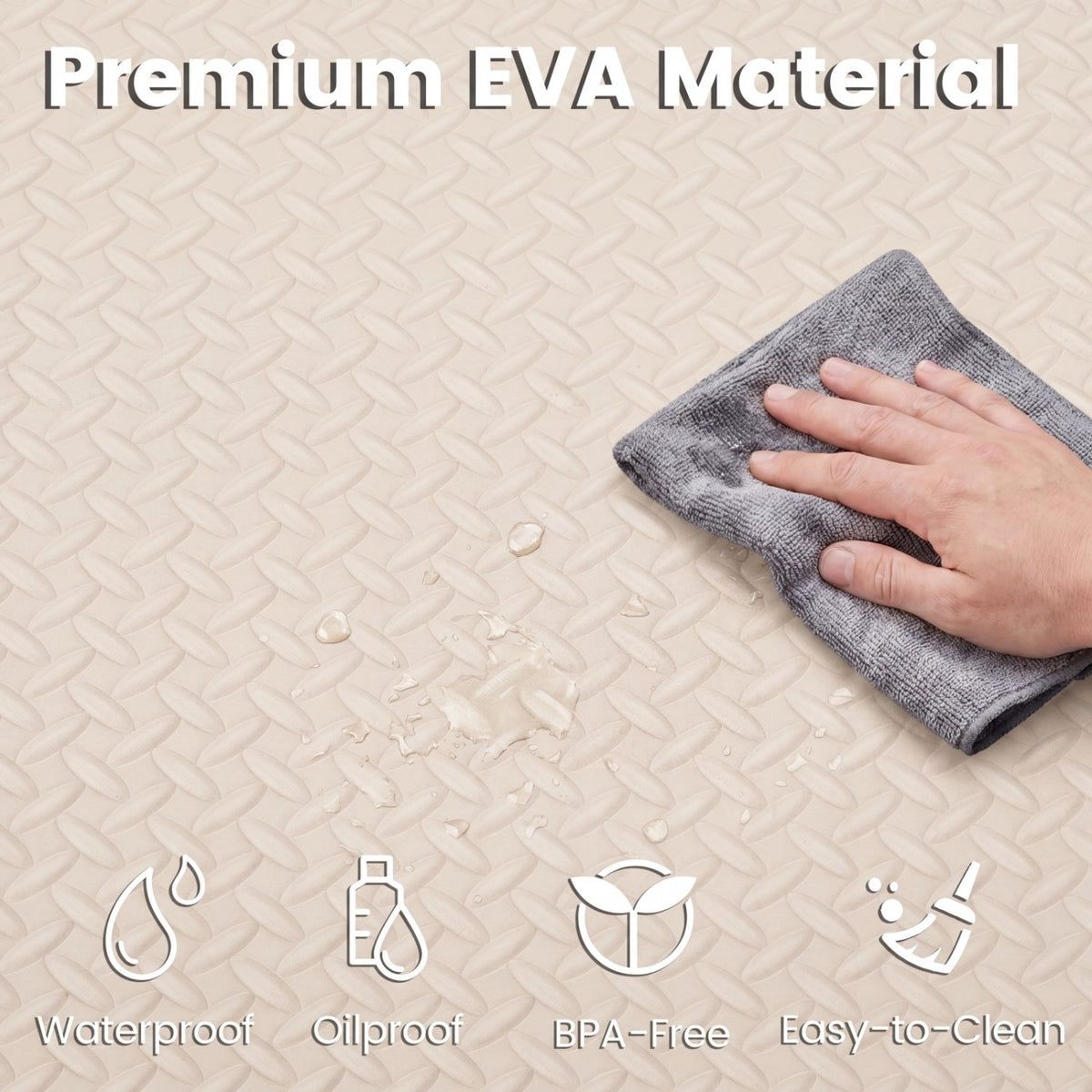 24Tiles 1/2 inches Puzzle Exercise Floor Mats-Beige view 8