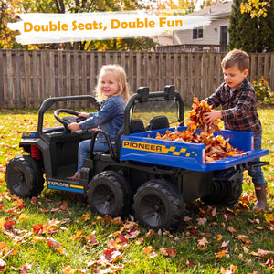 24V 2-Seater Kids Ride on Dump Truck 4WD with Electric Dump Bed and Lights-Navy view 2