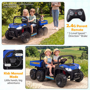 24V 2-Seater Kids Ride on Dump Truck 4WD with Electric Dump Bed and Lights-Navy view 5
