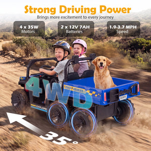 24V 2-Seater Kids Ride on Dump Truck 4WD with Electric Dump Bed and Lights-Navy view 8