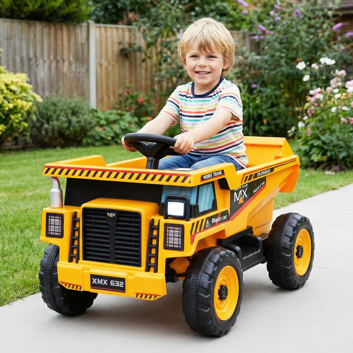 24V Construction Electric Vehicle with Dump Bed and Remote Control for Aged 3-8-Yellow view 2