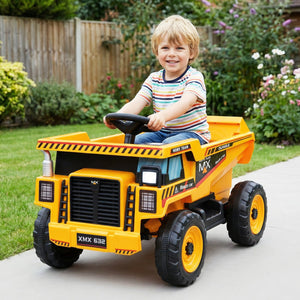 24V Construction Electric Vehicle with Dump Bed and Remote Control for Aged 3-8-Yellow view 2