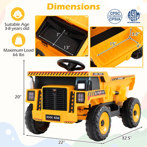 24V Construction Electric Vehicle with Dump Bed and Remote Control for Aged 3-8-Yellow view 5