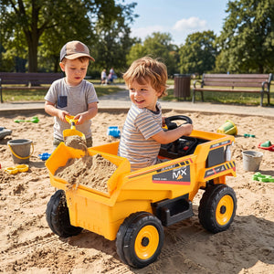 24V Construction Electric Vehicle with Dump Bed and Remote Control for Aged 3-8-Yellow view 6