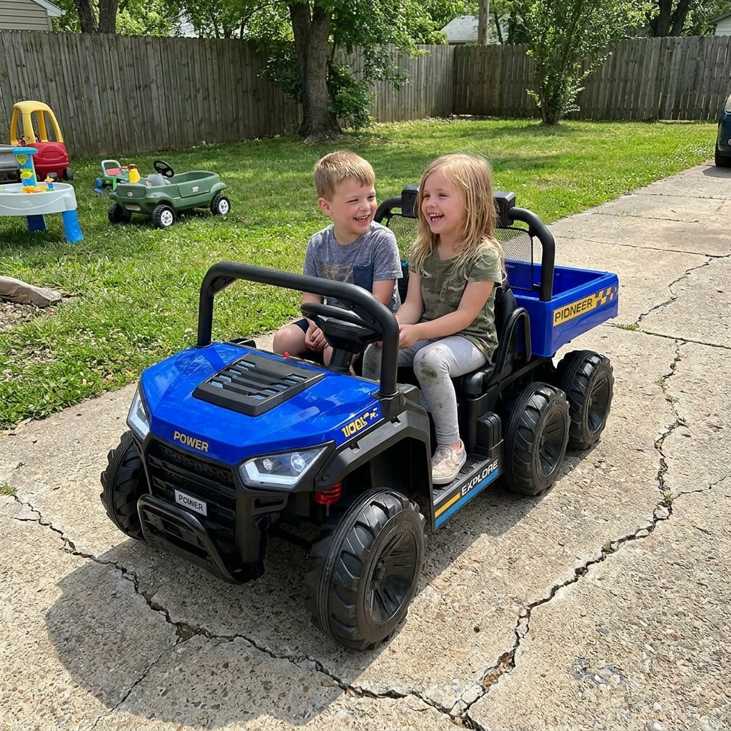 24V Kids Ride on Dump Truck with Electric Dump Bed, 2-Seater 4WD view 3