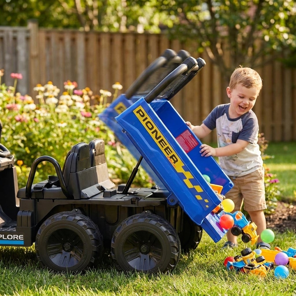 24V Kids Ride on Dump Truck with Electric Dump Bed, 2-Seater 4WD view 2
