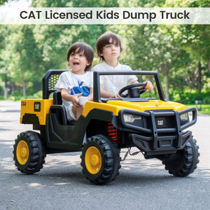 24V Ride On Dump Truck Licensed Caterpillar 2-Seater for Girls Boys-Yellow view 3