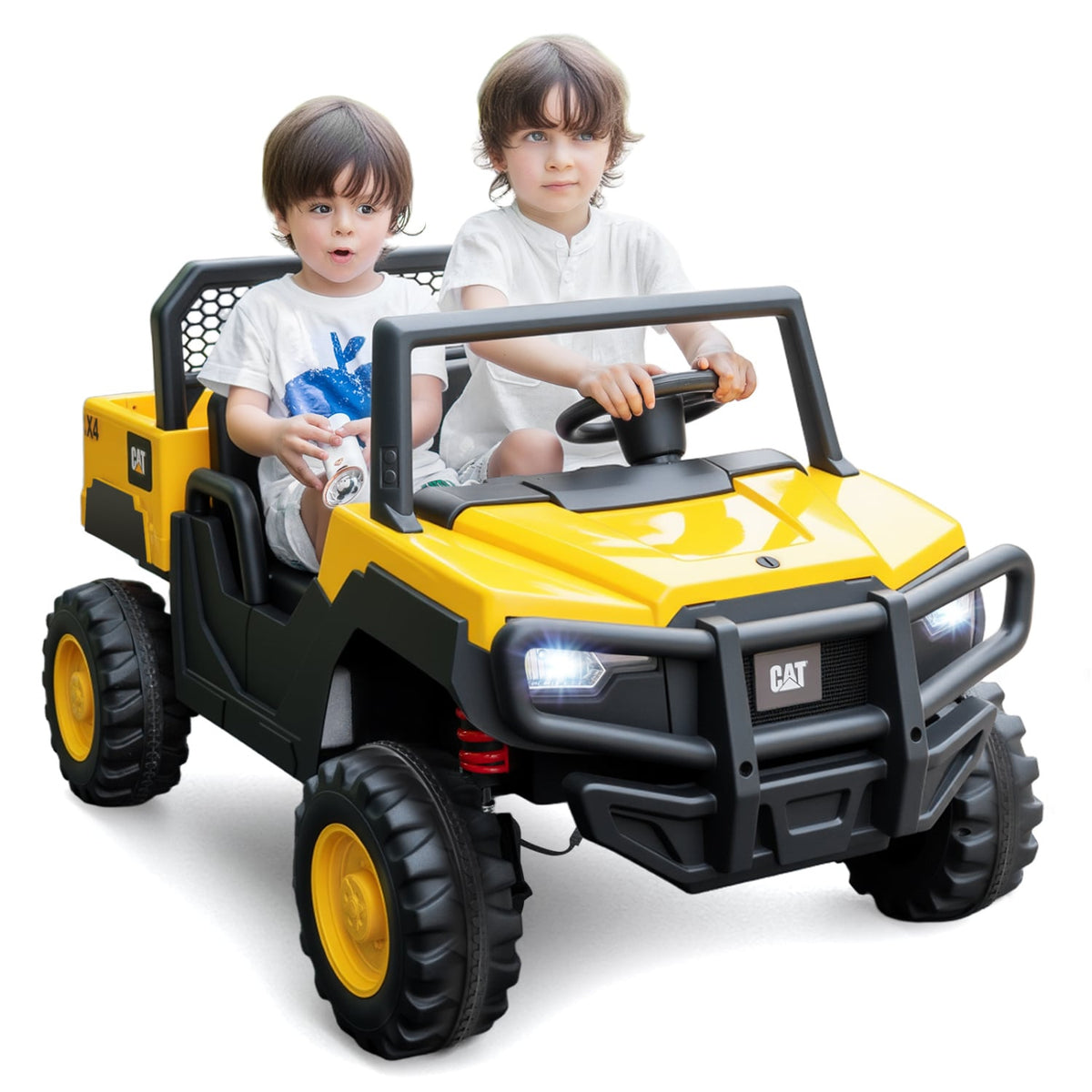 24V Ride On Dump Truck Licensed Caterpillar 2-Seater for Girls Boys-Yellow view 4