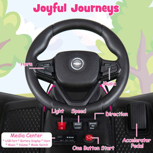 24V Ride on Tractor with Detachable Trailer and Music for Boys Girls-Pink view 6