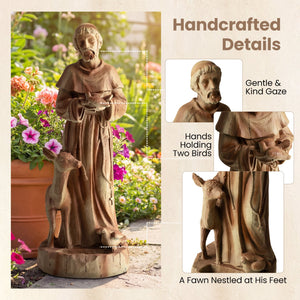 24.5 inch St. Francis Statue with Bird Feeder Saint Francis of Assisi with Animals Sculpture-Rustic Brown view 7