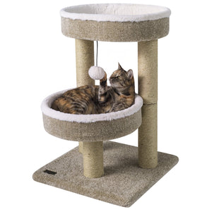 24 inches Cat Tower with 2 Plush Perches, Scratching Posts and Dangling Ball view 4