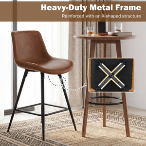 24 Inch Bar Stools Set of 2 with Backs and Footrests-Brown view 8