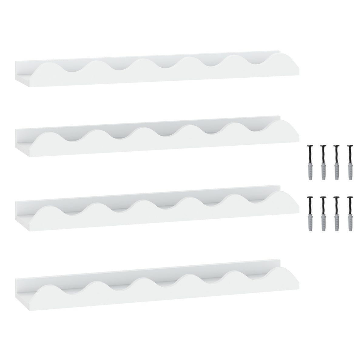 24 Inch Kids Bookshelf Set of 4 Wall-Mounted Picture Ledge Shelf-White