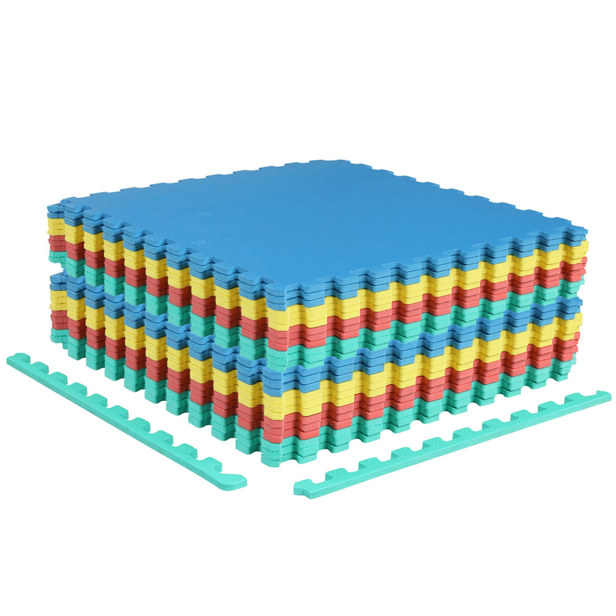 24 Pack Non-Slip Protective Interlocking EVA Foam Floor Tiles-Multicolor