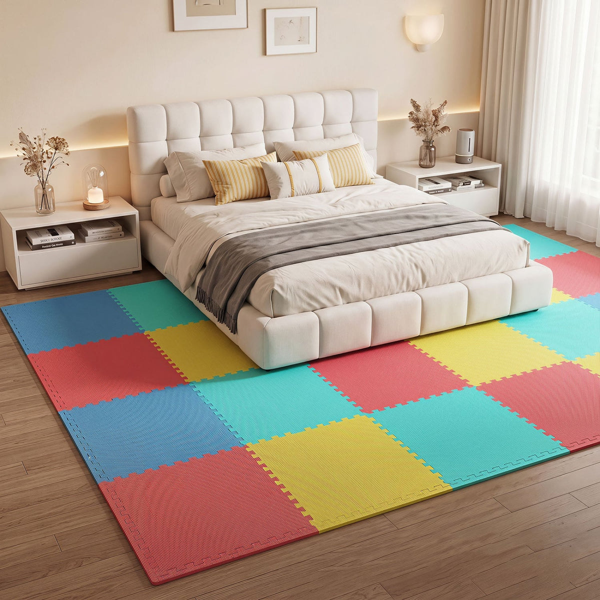24 Pack Non-Slip Protective Interlocking EVA Foam Floor Tiles-Multicolor view 3