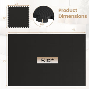 24 Pack Non-Slip Protective Interlocking EVA Foam Floor Tiles-Black view 4