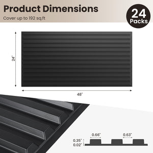 24-Pack PVC Slat Wall Panels for Interior Wall Decoration for Living Room and TV Background-Black view 5